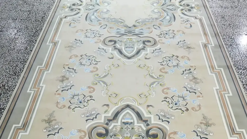 One-piece acrylic carpet laid out in full length